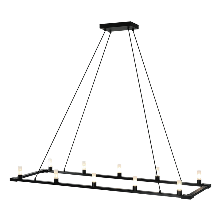 Steel Rectangular Frame with Opal Glass Shade Chandelier