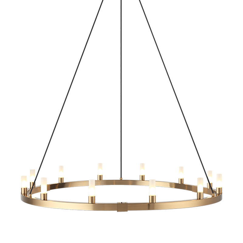 Steel Ring Frame with Opal Glass Shade Single Tier Chandelier