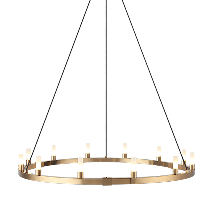 Steel Ring Frame with Opal Glass Shade Single Tier Chandelier