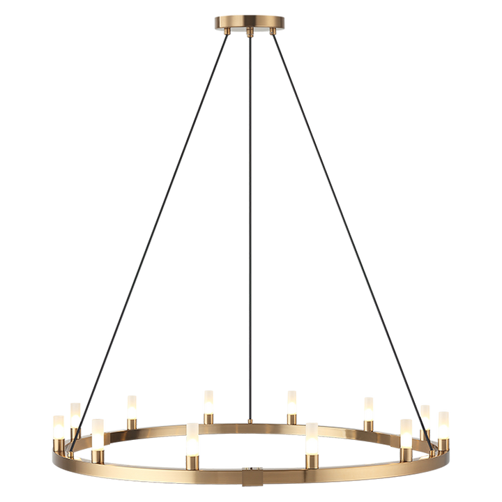 Steel Ring Frame with Opal Glass Shade Single Tier Chandelier