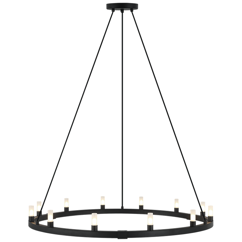 Steel Ring Frame with Opal Glass Shade Single Tier Chandelier