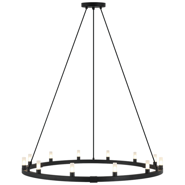 Steel Ring Frame with Opal Glass Shade Single Tier Chandelier