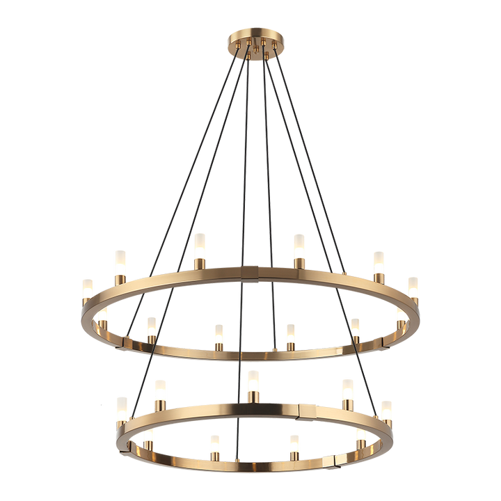 Steel Ring Frame with Opal Glass Shade Double Tier Chandelier
