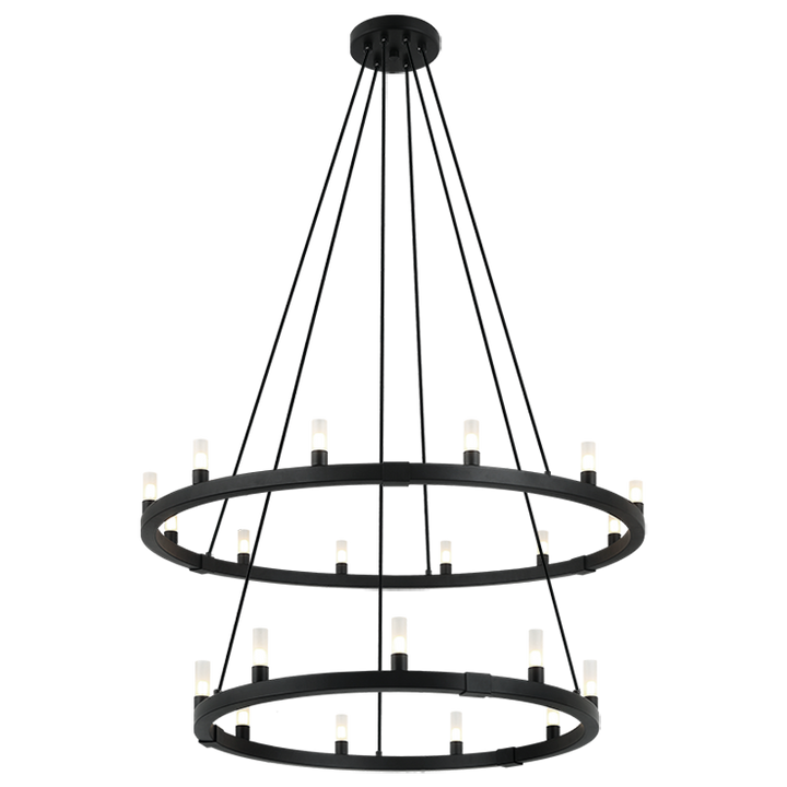 Steel Ring Frame with Opal Glass Shade Double Tier Chandelier