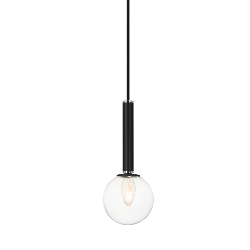 Steel Frame with Glass Globe Pendant