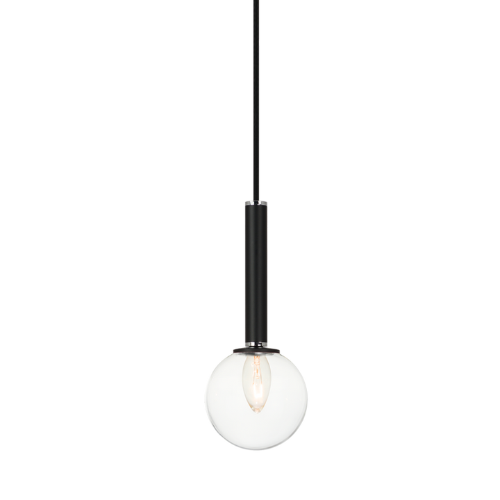 Steel Frame with Glass Globe Pendant