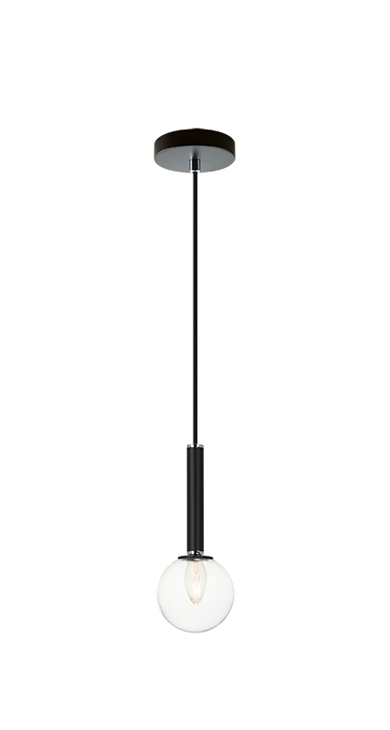 Steel Frame with Glass Globe Pendant