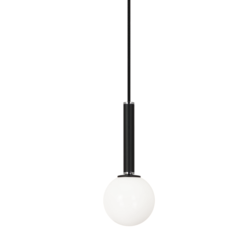 Steel Frame with Glass Globe Pendant