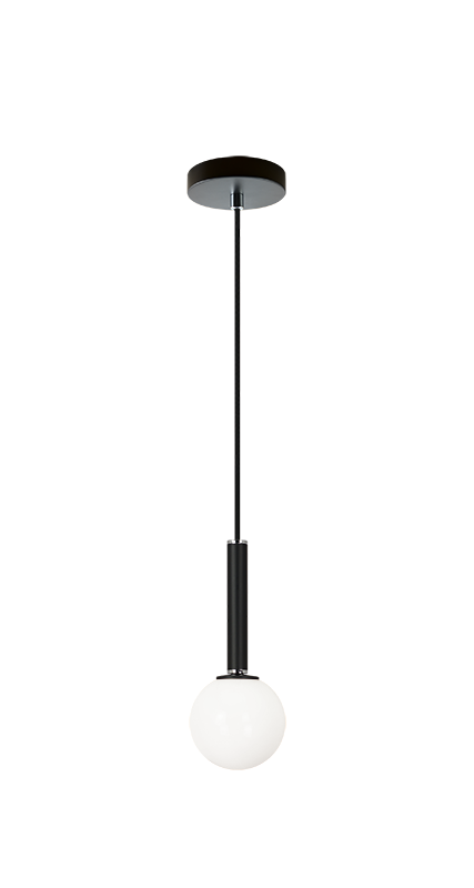 Steel Frame with Glass Globe Pendant
