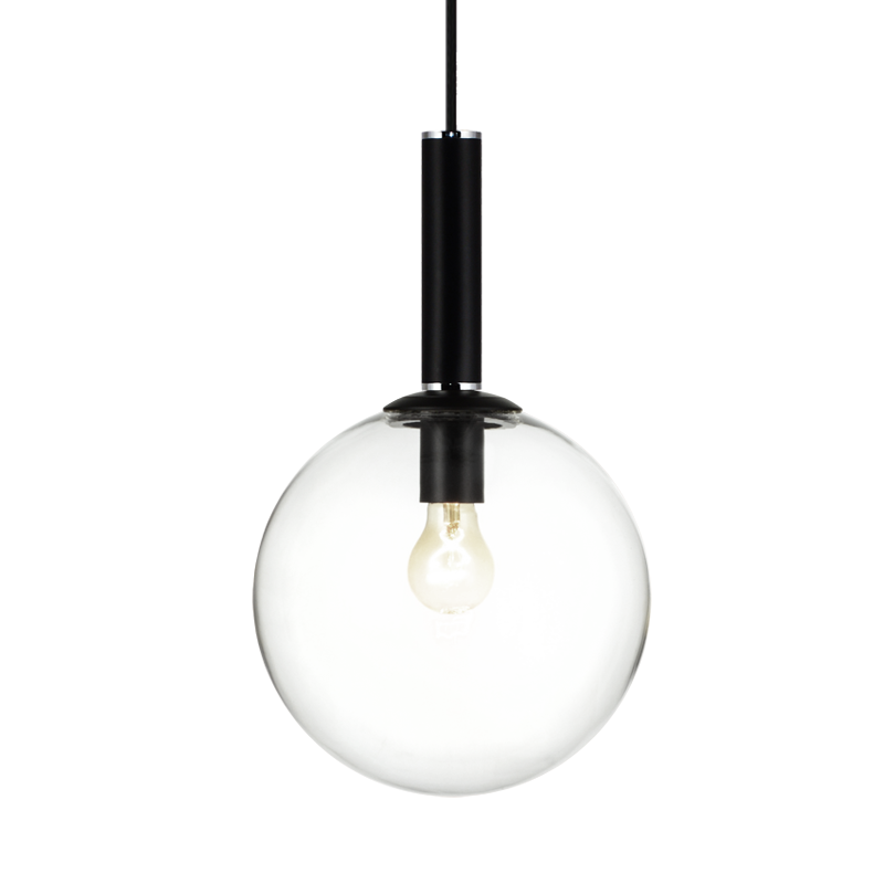 Steel Frame with Glass Globe Pendant