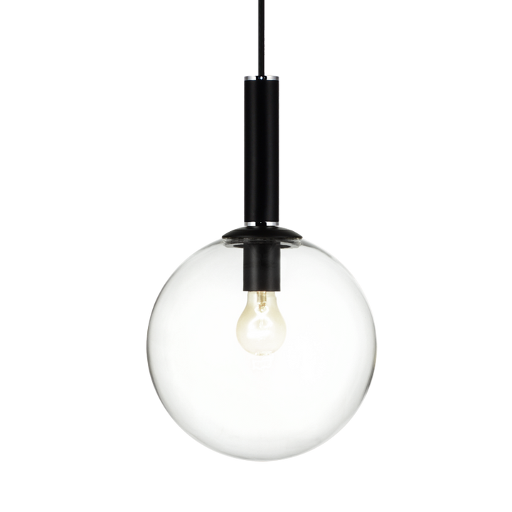 Steel Frame with Glass Globe Pendant