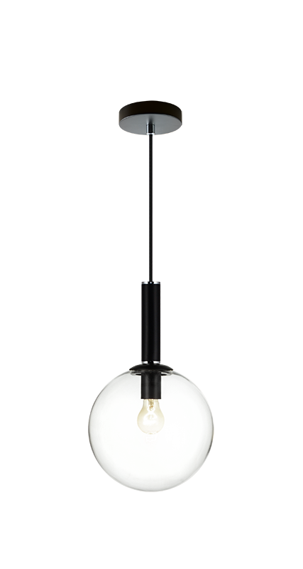 Steel Frame with Glass Globe Pendant