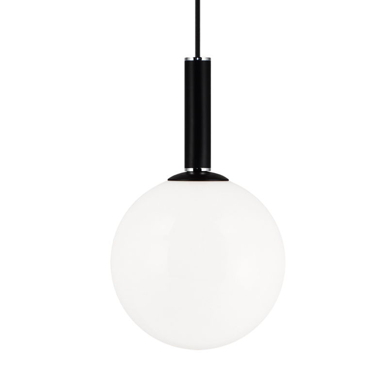 Steel Frame with Glass Globe Pendant
