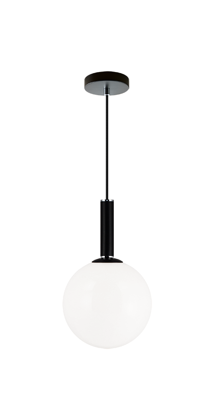 Steel Frame with Glass Globe Pendant