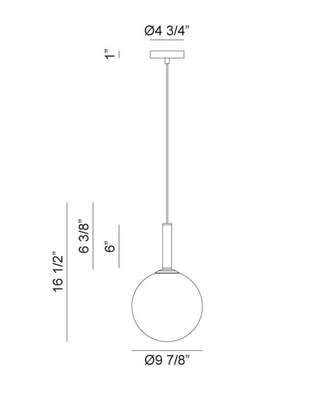 Steel Frame with Glass Globe Pendant