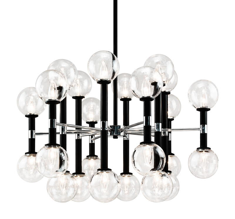 Steel Frame with Glass Globe Chandelier