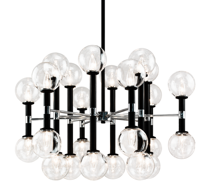Steel Frame with Glass Globe Chandelier