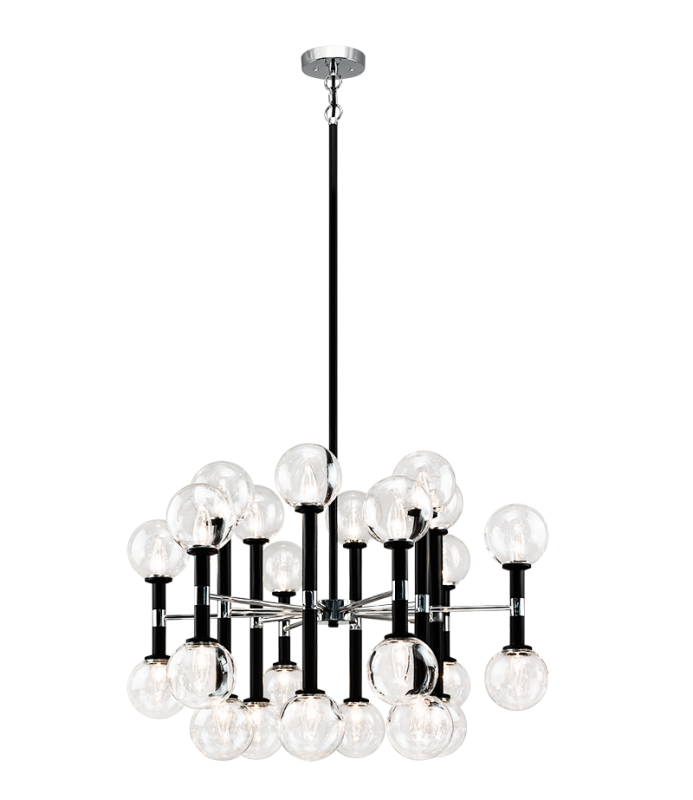 Steel Frame with Glass Globe Chandelier