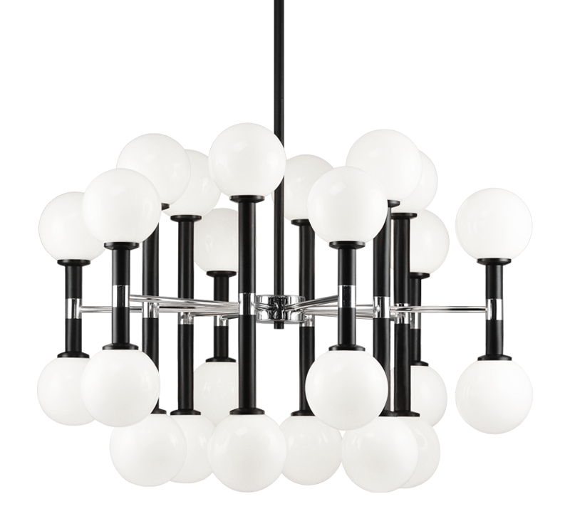 Steel Frame with Glass Globe Chandelier