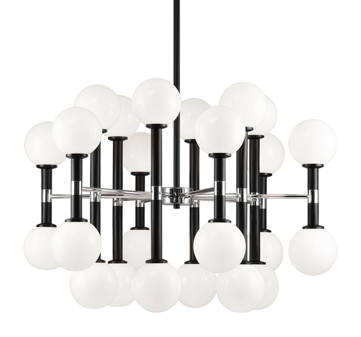 Steel Frame with Glass Globe Chandelier