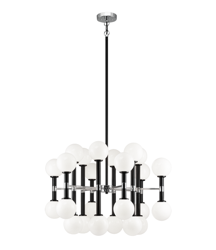 Steel Frame with Glass Globe Chandelier