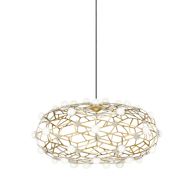 LED Coral Frame with Opal Glass Shade Chandelier in Gold by Matteo Lighting