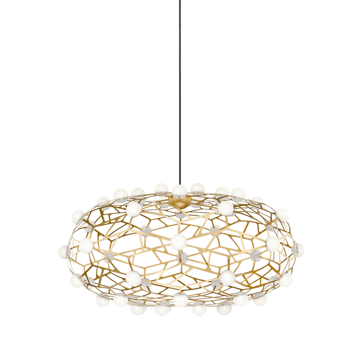 LED Coral Frame with Opal Glass Shade Chandelier in Gold by Matteo Lighting