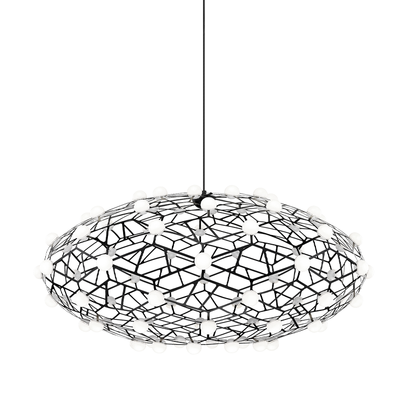 LED Coral Frame with Opal Glass Shade Chandelier in Black by Matteo Lighting