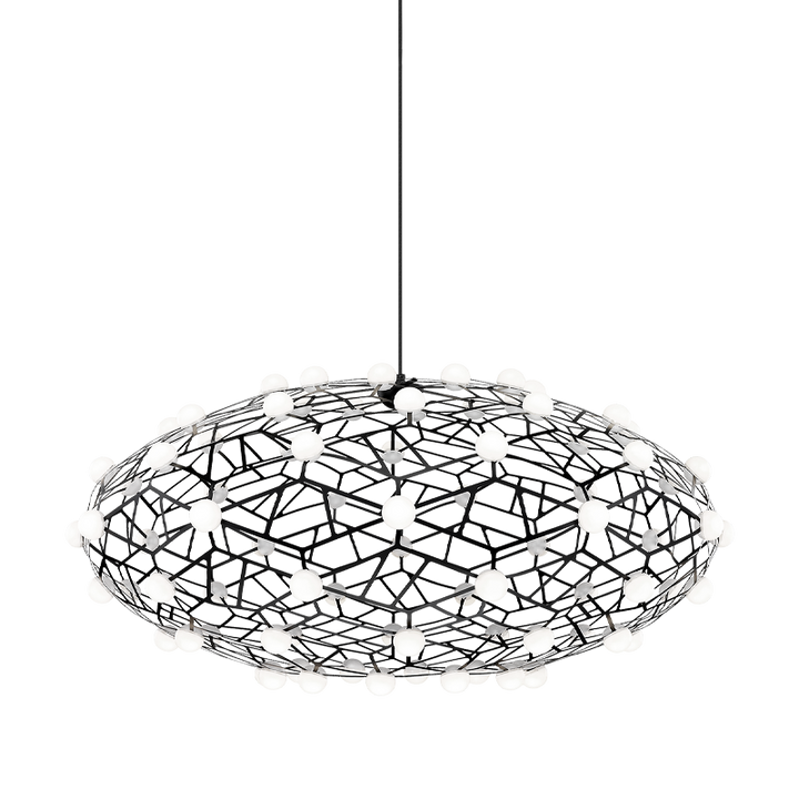 LED Coral Frame with Opal Glass Shade Chandelier in Black by Matteo Lighting