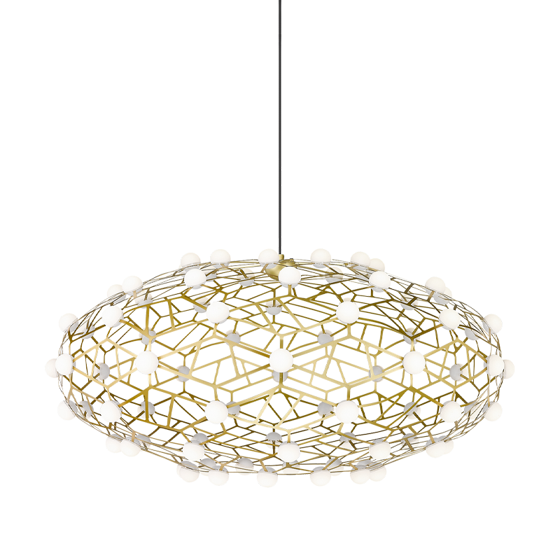 LED Coral Frame with Opal Glass Shade Chandelier in Gold by Matteo Lighting