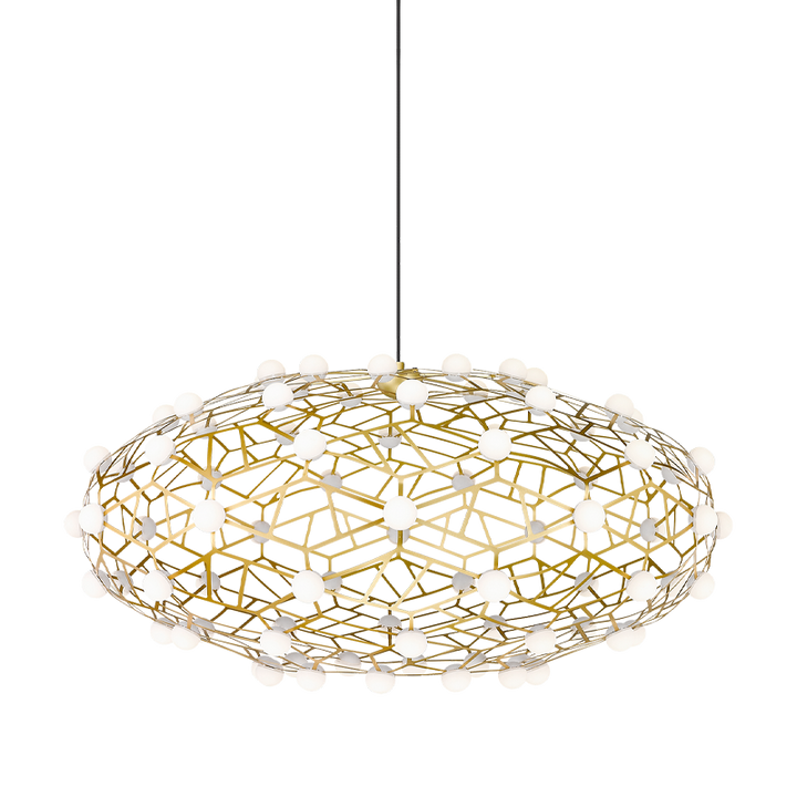 LED Coral Frame with Opal Glass Shade Chandelier in Gold by Matteo Lighting