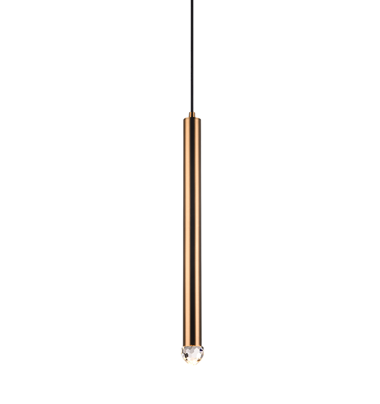LED Steel Cylindrical Frame with Diamond Cut Crystal Diffuser Pendant