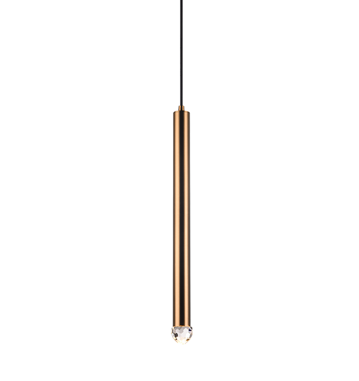LED Steel Cylindrical Frame with Diamond Cut Crystal Diffuser Pendant