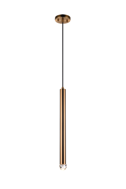 LED Steel Cylindrical Frame with Diamond Cut Crystal Diffuser Pendant