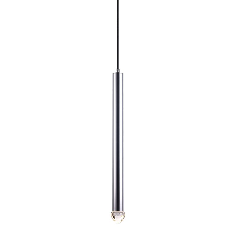 LED Steel Cylindrical Frame with Diamond Cut Crystal Diffuser Pendant