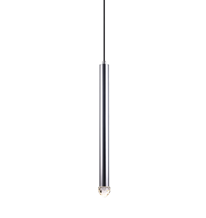 LED Steel Cylindrical Frame with Diamond Cut Crystal Diffuser Pendant