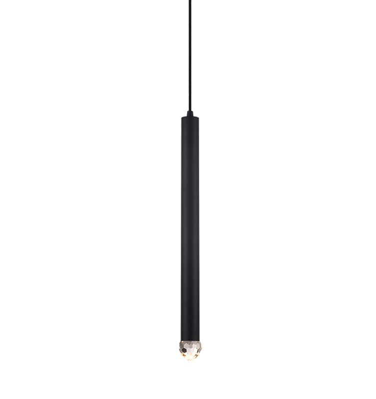 LED Steel Cylindrical Frame with Diamond Cut Crystal Diffuser Pendant