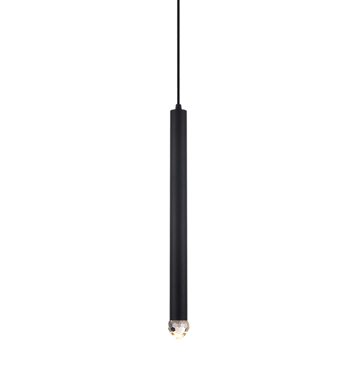 LED Steel Cylindrical Frame with Diamond Cut Crystal Diffuser Pendant
