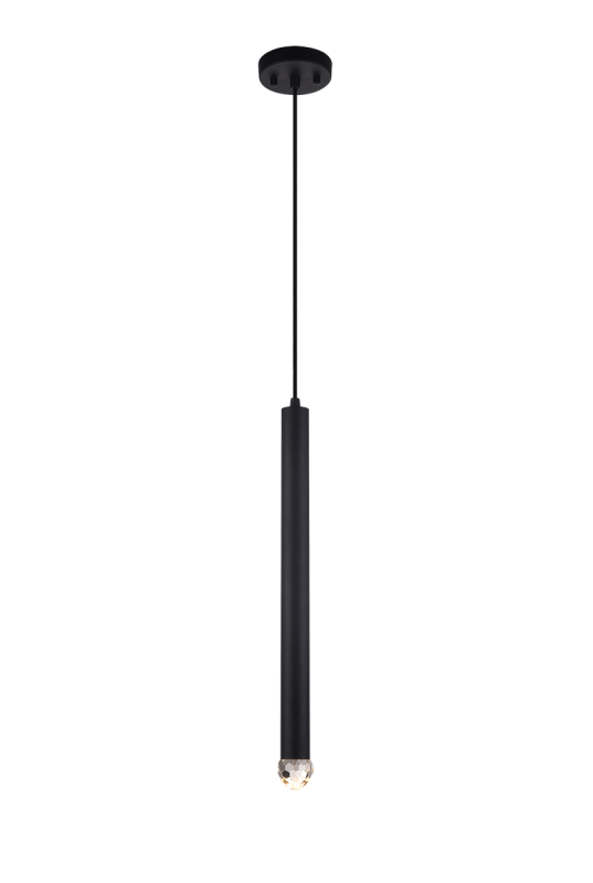 LED Steel Cylindrical Frame with Diamond Cut Crystal Diffuser Pendant