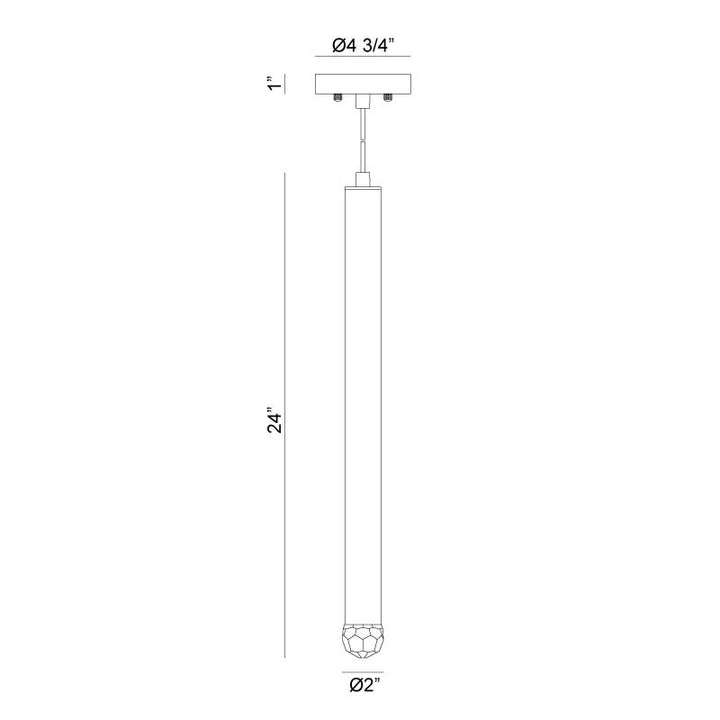 LED Steel Cylindrical Frame with Diamond Cut Crystal Diffuser Pendant