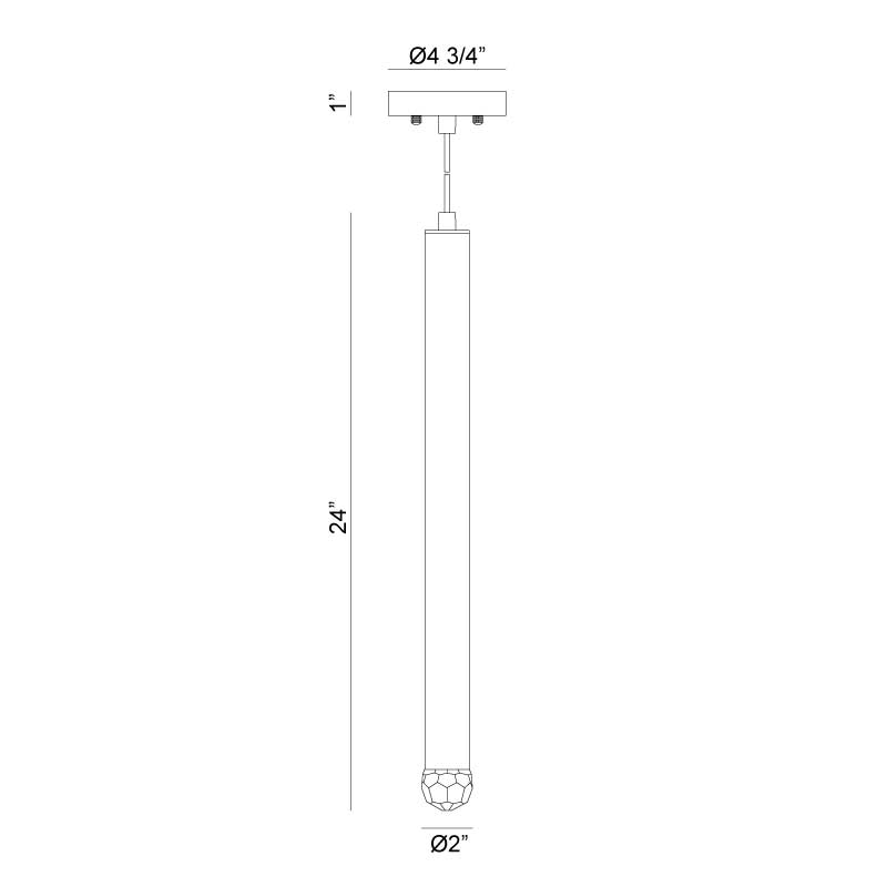 LED Steel Cylindrical Frame with Diamond Cut Crystal Diffuser Pendant
