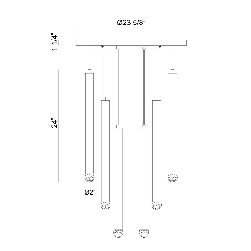 LED Steel Cylindrical Frame with Diamond Cut Crystal Diffuser Chandelier