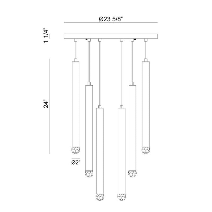 LED Steel Cylindrical Frame with Diamond Cut Crystal Diffuser Chandelier