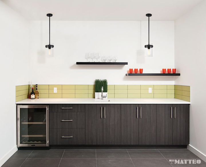 Steel Frame with Clear Cylindrical Glass Shade Pendant