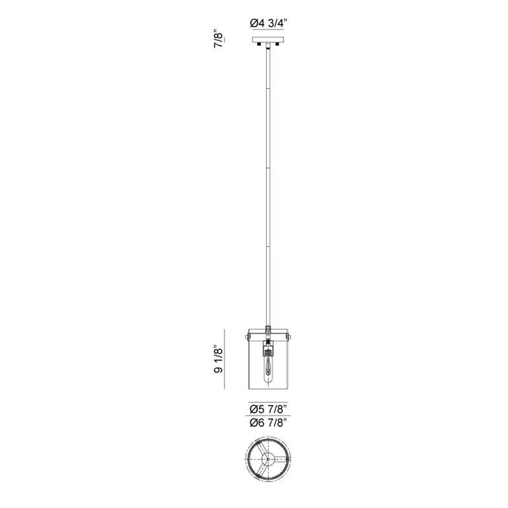 Steel Frame with Clear Cylindrical Glass Shade Pendant