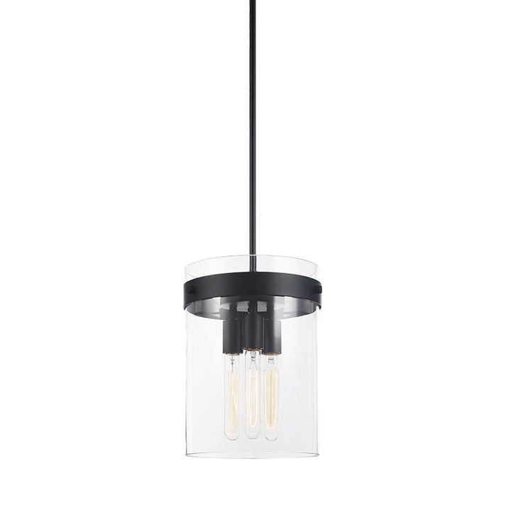Steel Frame with Clear Cylindrical Glass Shade Pendant