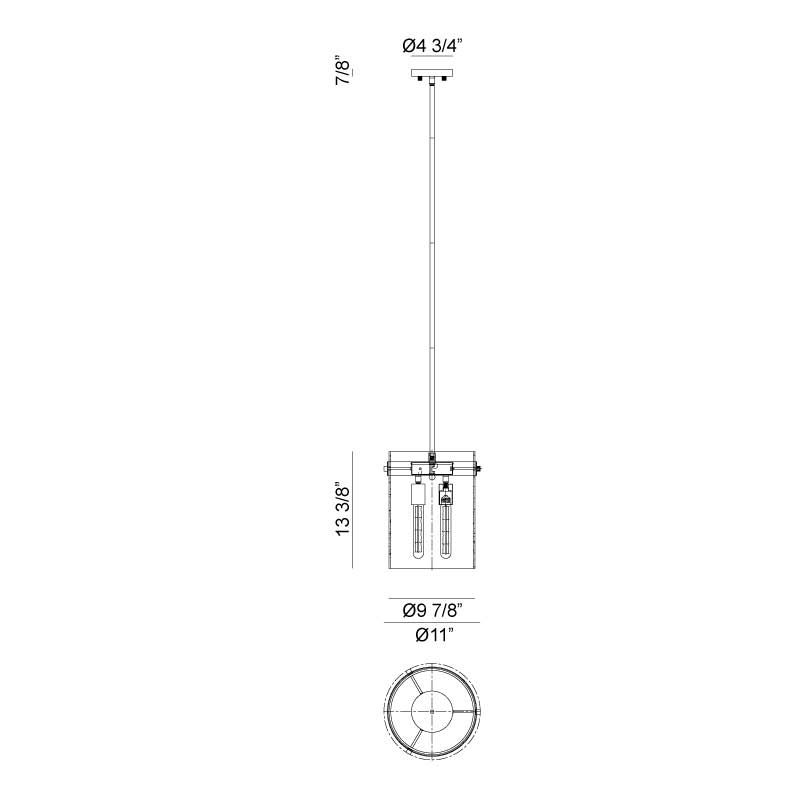 Steel Frame with Clear Cylindrical Glass Shade Pendant