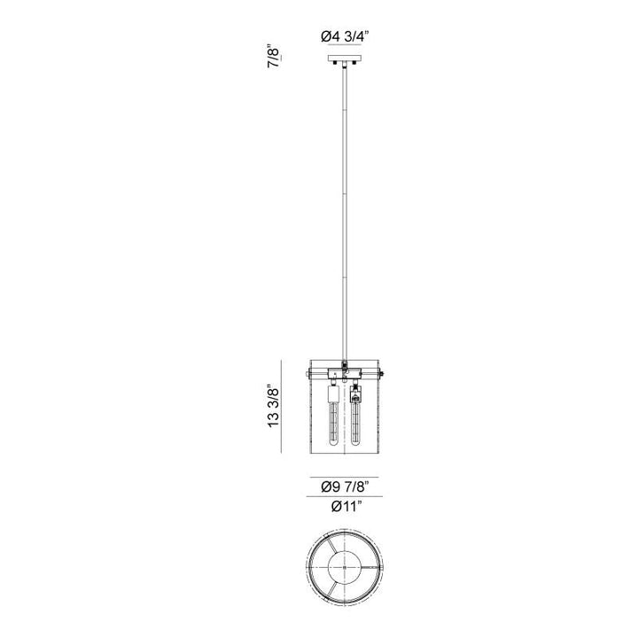 Steel Frame with Clear Cylindrical Glass Shade Pendant