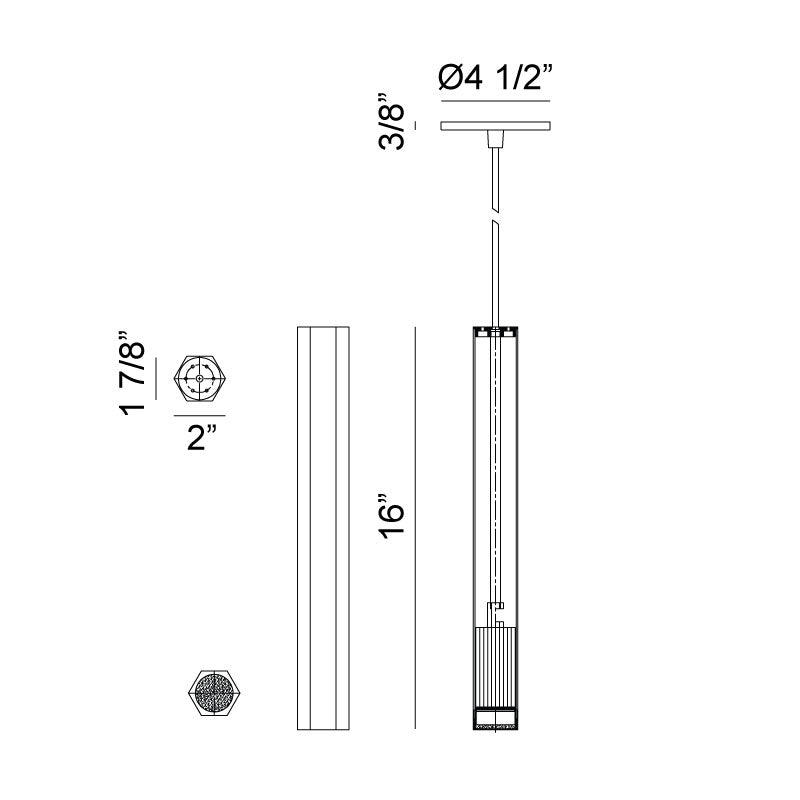 LED Hexagon Cylindrical Frame Mini Pendant