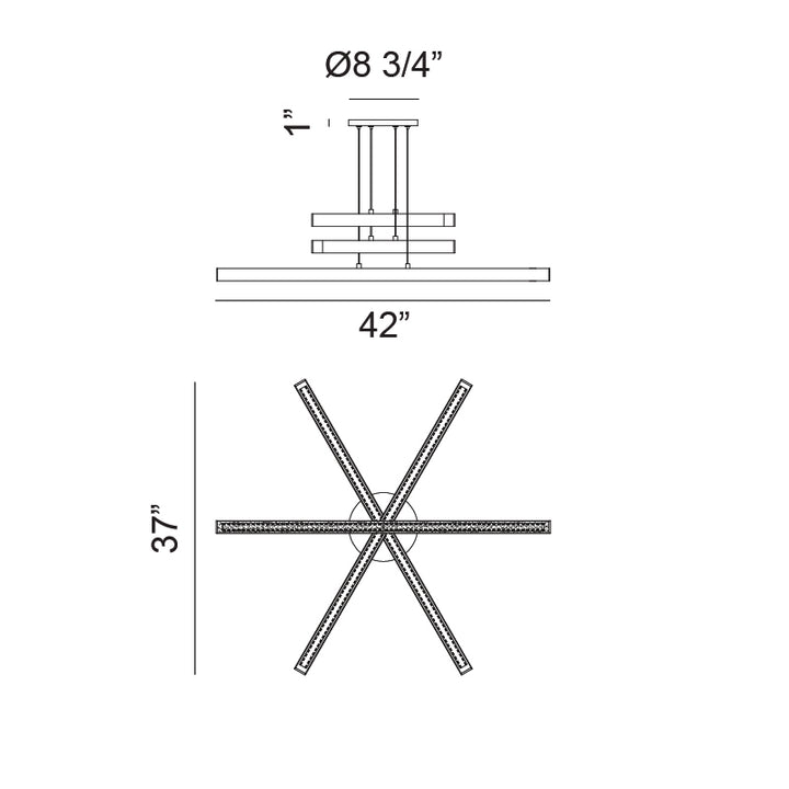 LED Steel Linear Frame with Acrylic Diffuser Chandelier 3CCT